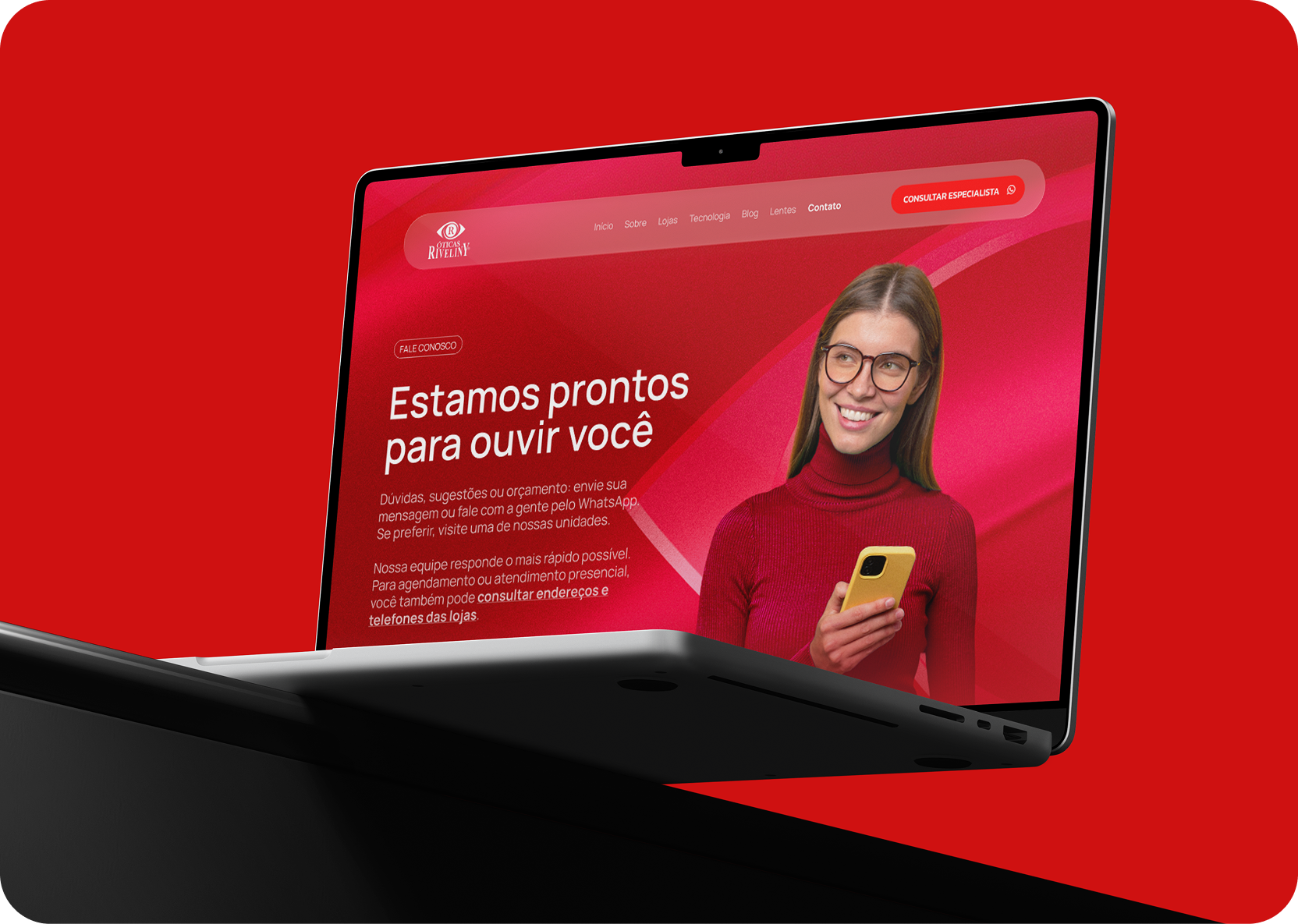 Óticas Riveliny laptop mockup