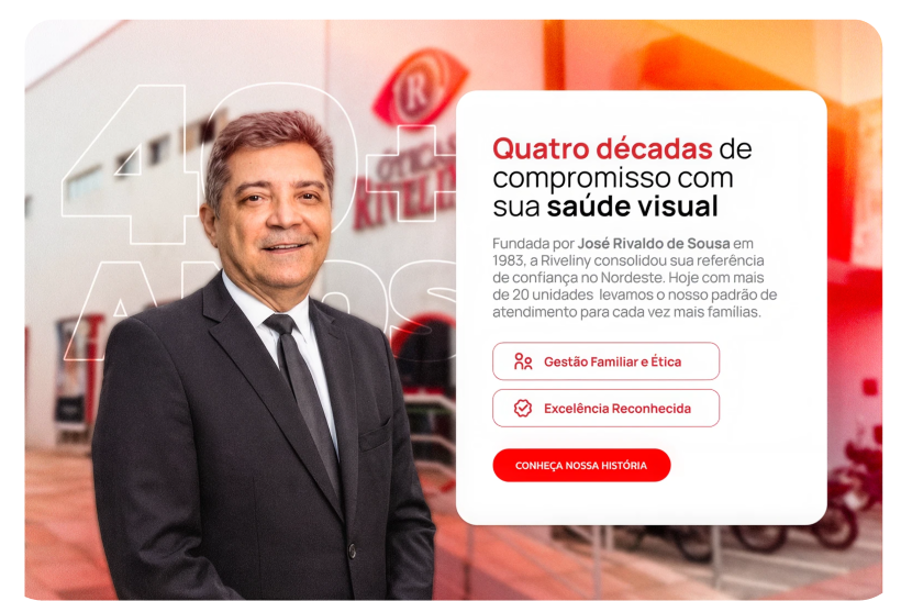 Óticas Riveliny website section