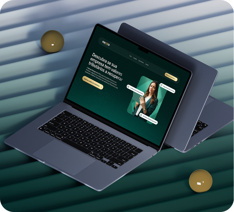 Nexxo branding and landing page preview